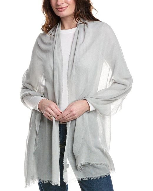 Bruno Magli Gray Cashmere-Blend Crinkle Wrap