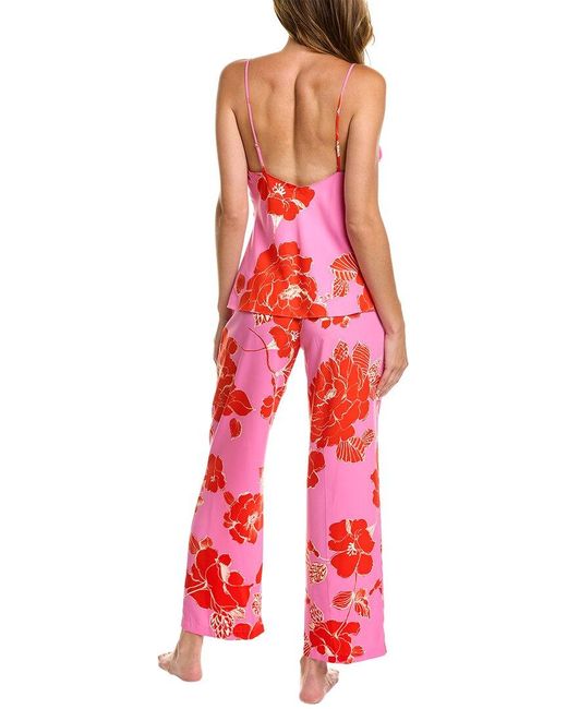 Natori Red 2pc Passion Flower Pajama Set