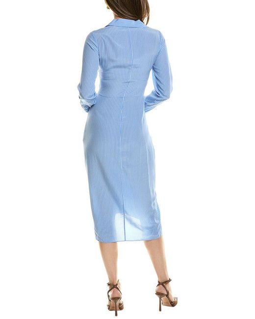 Michael Kors Gathered Silk Dress in Blue Lyst UK