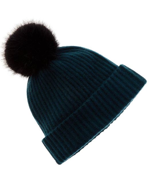 Sofiacashmere Blue Plaited Rib Cashmere Hat