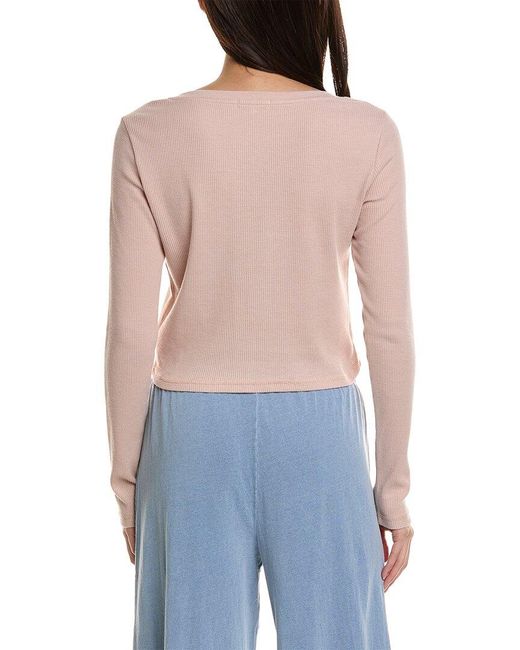 Z Supply Blue Ciana Cropped Waffle Top