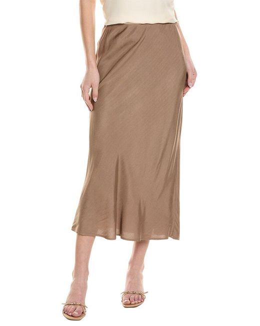 Stateside Brown Satin Midi Skirt