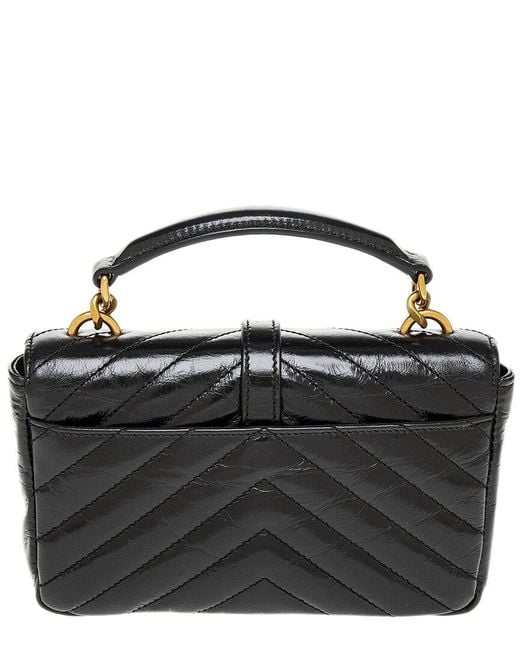 Saint Laurent Black College Mini Leather Shoulder Bag