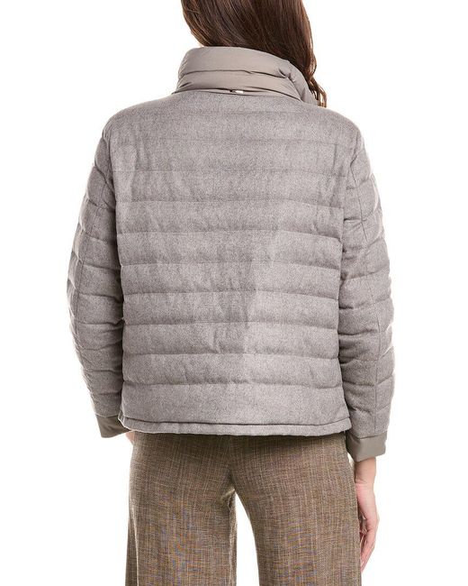 Herno Gray Silk & Cashmere-blend Quilted Down Jacket