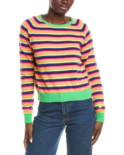 Brodie Cashmere Red Stripe Smiley Cashmere Sweater