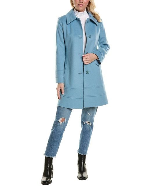 Fleurette Blue Tailored Wool Coat