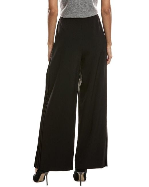 Kenneth Cole Black Luxe Twill Side Pleat Wide Leg Pant