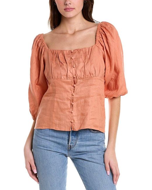 We Are Kindred Orange Lucia Linen Top