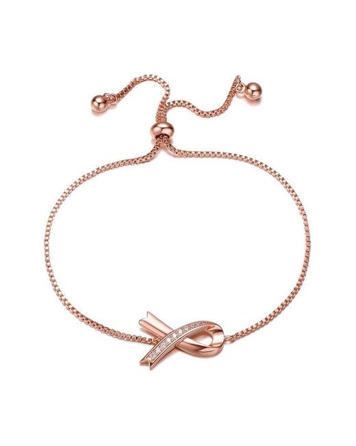 Rachel Glauber White 18k Rose Gold Plated Cz Love Bracelet
