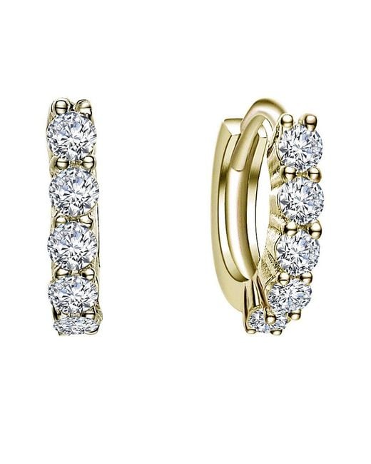 Rachel Glauber Metallic 14k Plated Cz Hoops