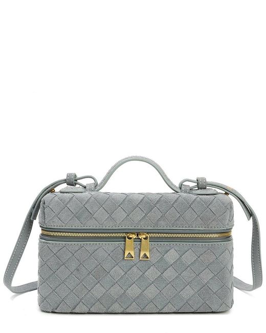 Tiffany & Fred Paris Gray Woven Suede Leather Camera Bag