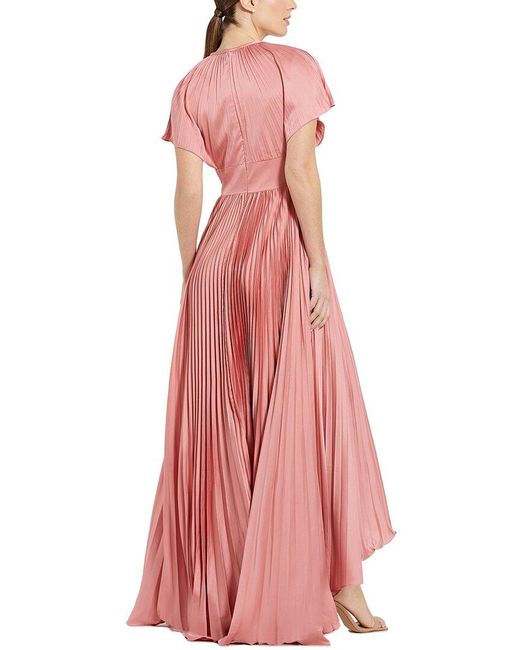 Mac Duggal Red Front Cutout Pleated High-Low Dress