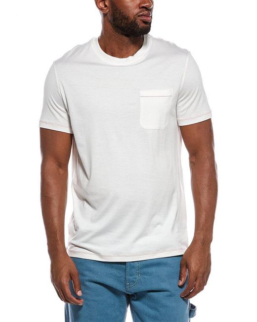 Isaia White The Pocket Silk-Blend T-Shirt for men