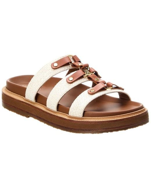 Céline Brown Tippi Canvas & Leather Slide