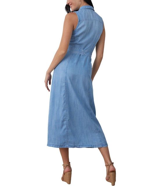 Bella Dahl Blue Seamed Sleeveless Midi Dress
