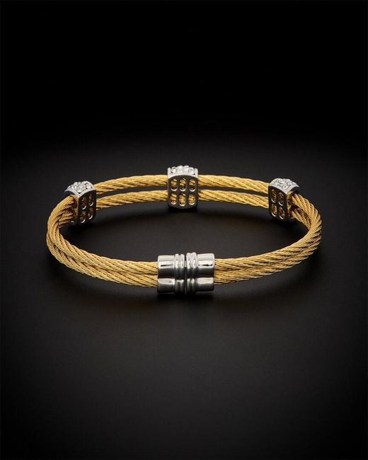 Juvell Black 18k Plated Cz Twisted Mesh Bangle Bracelet