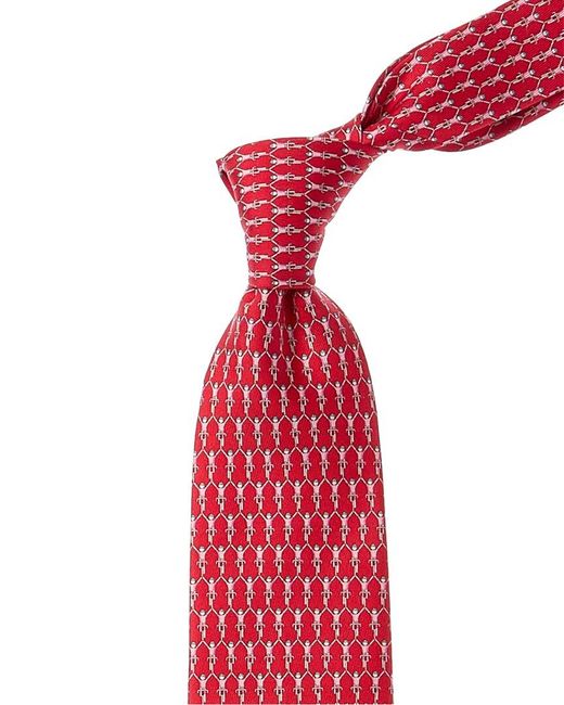 Ferragamo Red Bikers Silk Tie for men