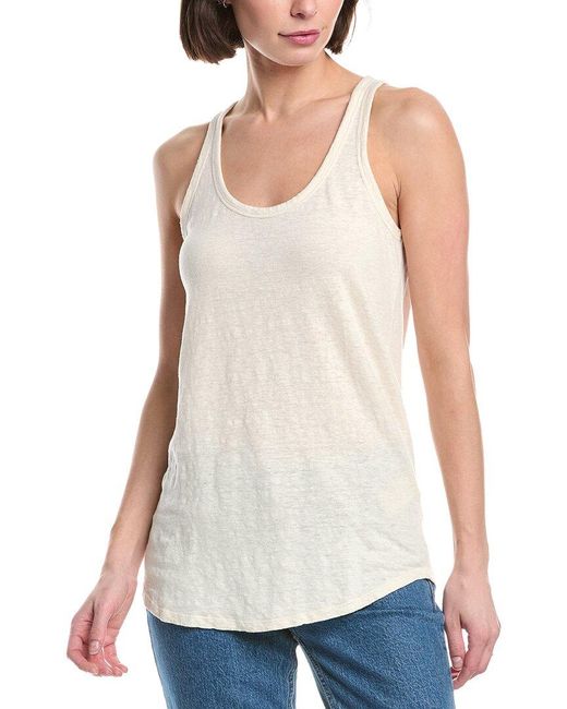 Majestic Filatures White Linen-Blend Vintage Dye Tank Top