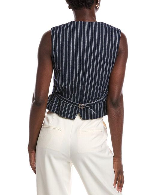 Gracia Blue Linen-Blend Waistcoat