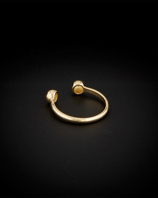 Italian Gold Black 14k Double Bead Open Ring