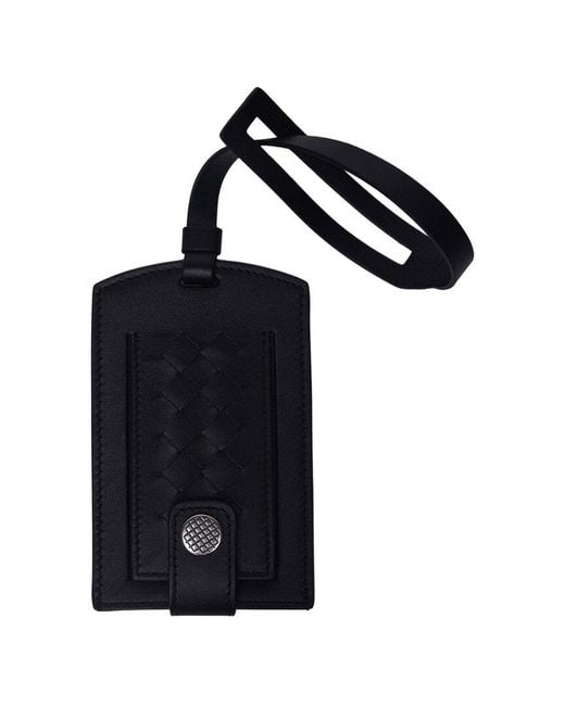 Bottega Veneta Black Leather Tag Holder