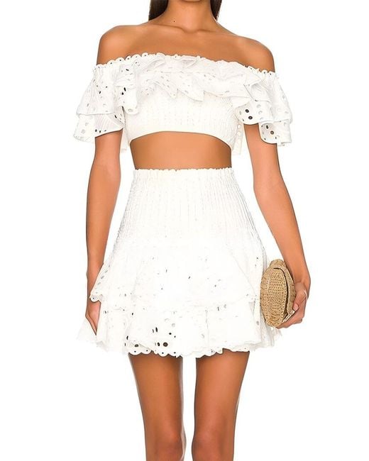 Linda Charm White 2Pc Top & Mini Skirt Set