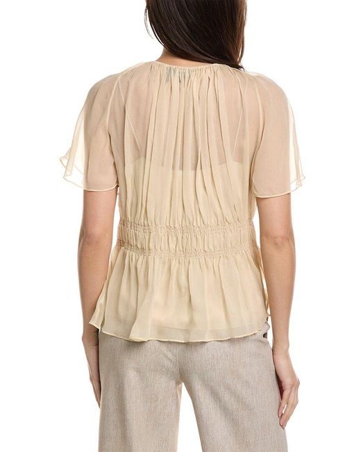 Theory Natural Tie Neck Silk Top