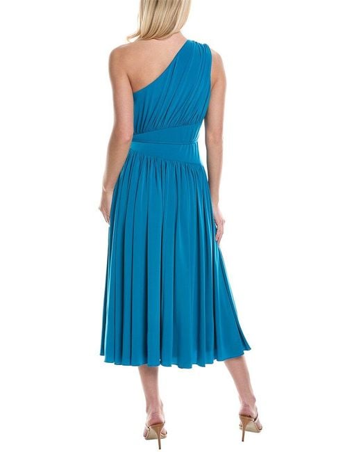 Halston Heritage Blue One-shoulder Midi Dress