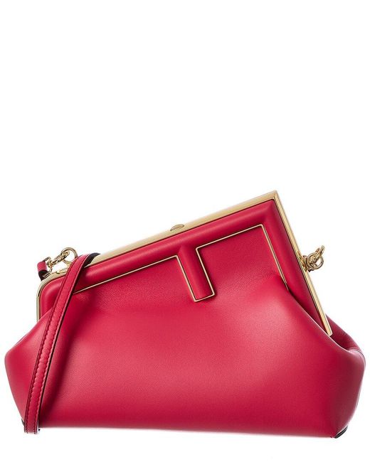 Fendi First Small Leather Shoulder Bag in Red Lyst