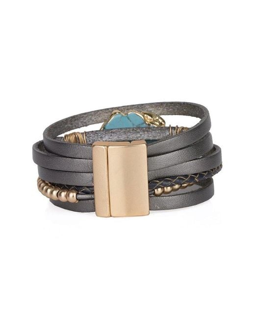 Saachi Multicolor Turquoise Playa Leather Wrap Bracelet