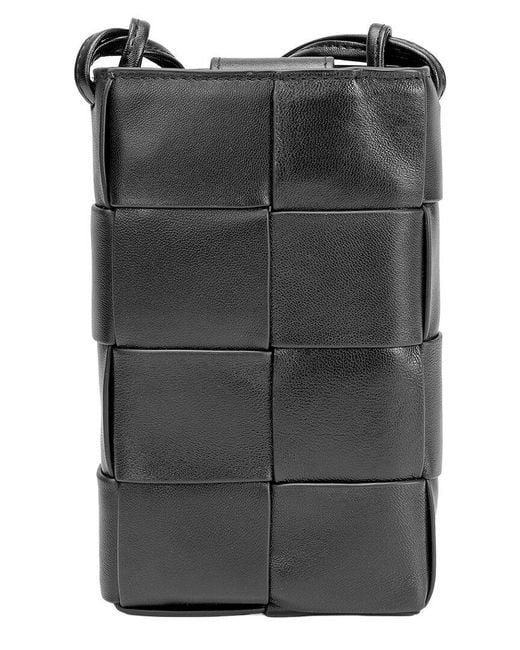 Tiffany & Fred Paris Black Hand-woven Leather Phone Crossbody