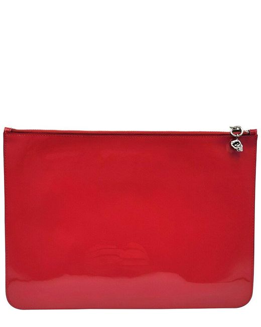 Alexander McQueen Red Skull Charm Leather Pouch