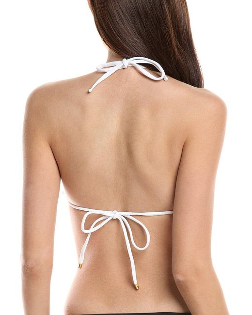 PQ Swim White Lace Ruffle Triangle Bikini Top