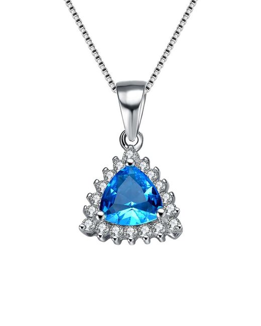 Genevive Jewelry Blue Silver Cz Necklace