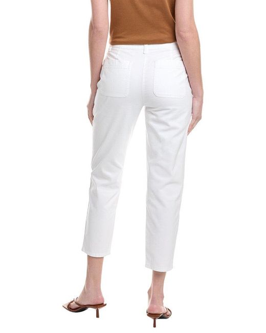 Eileen Fisher White Petite High-Waist Tapered Ankle Pant