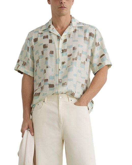 Reiss Gray Vespucci Cuban Brushstroke Casual Shirt for men