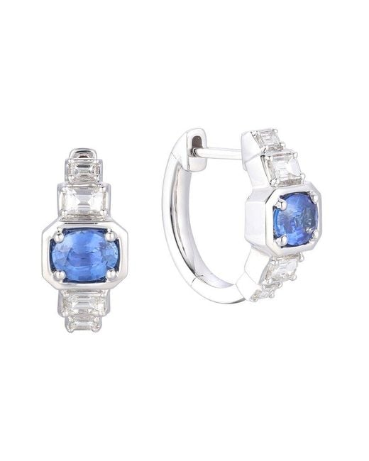 Gregg Ruth Blue 14K 1.36 Ct. Tw. Diamond & Sapphire Huggie Earring