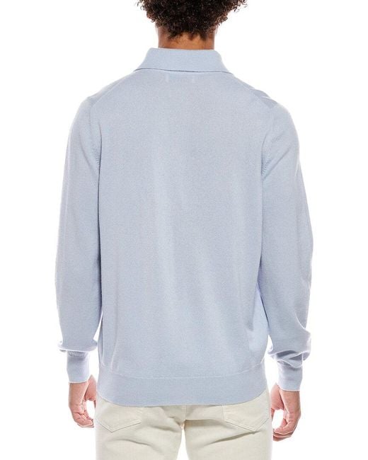 Brunello Cucinelli Blue Knit Cashmere Polo Shirt for men