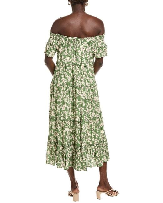 Marion Green Printed Floral Midi Dress