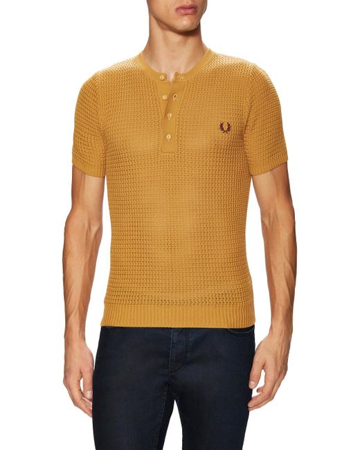 Fred Perry Multicolor Open Knit Crewneck Henley for men