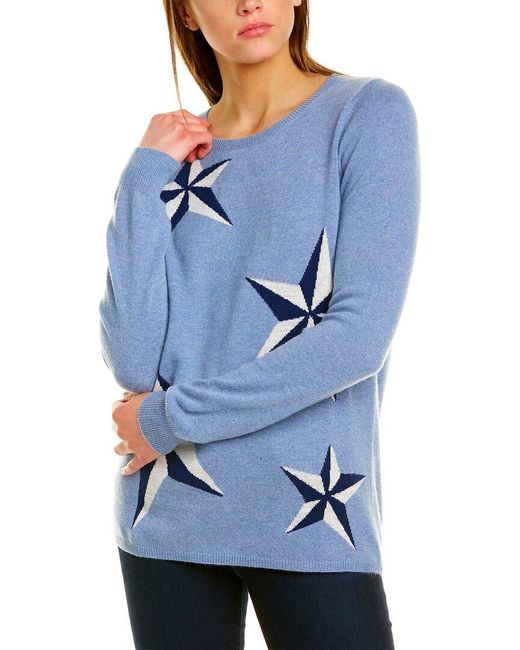 Sofiacashmere Lurex Star Cashmere-blend Sweater in Blue - Save 6% | Lyst