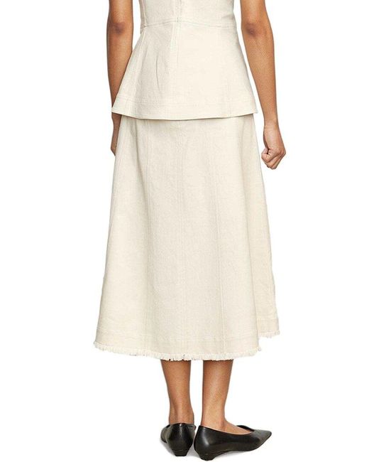MODERN CITIZEN White Saskia Front-Seam Cotton Twill Skirt