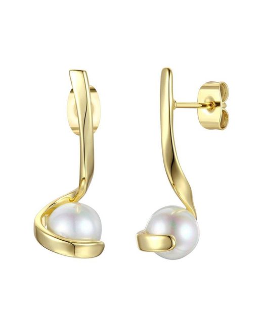 Genevive Jewelry Metallic 14k Over Silver 7mm Pearl Earrings