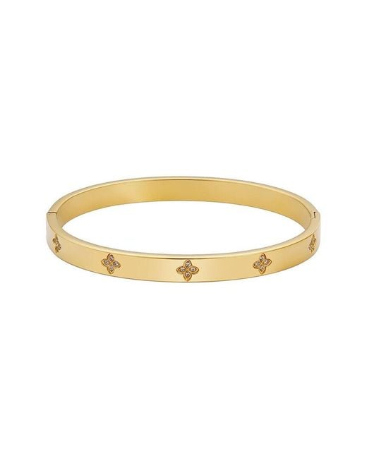 Adornia Metallic 14K Plated Stainless Steel Cz Tarnish-Resistant Pave Clover Cuff Bracelet