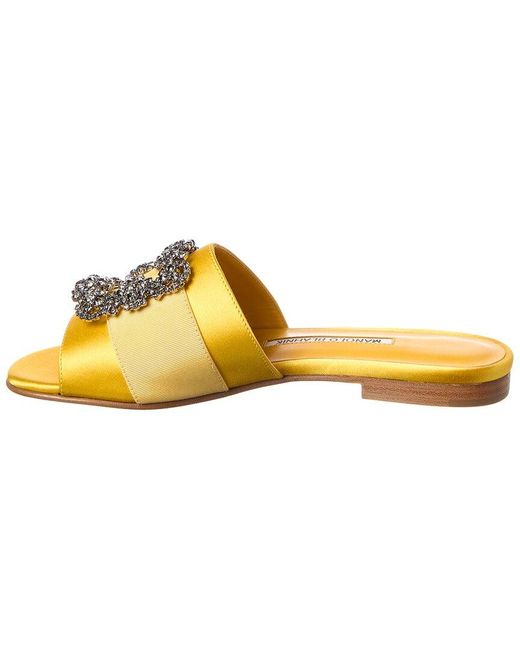 Manolo Blahnik Yellow Martamod Satin Sandal