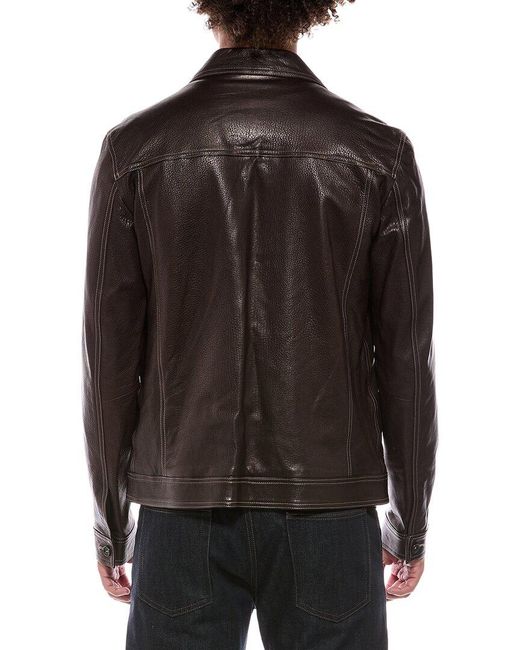 Isaia Black Leather Jacket for men