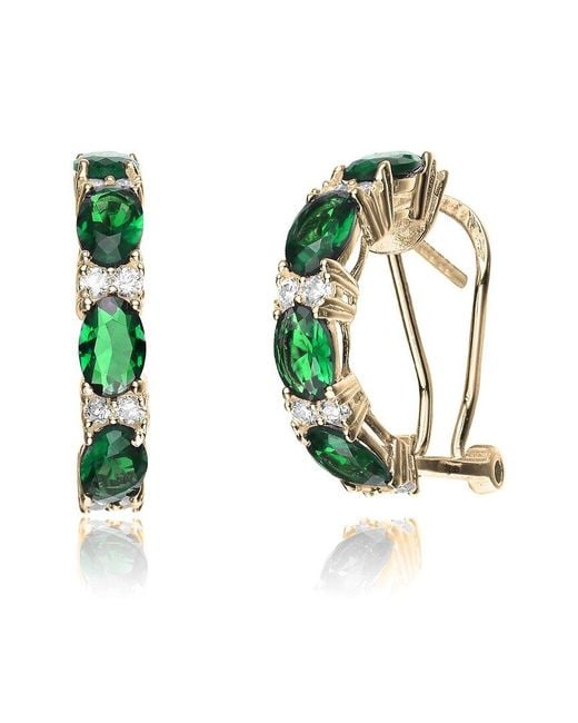 Genevive Jewelry Green 14k Over Silver Earrings