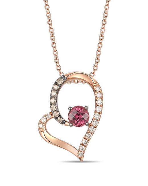 Le Vian White 14k Strawberry Gold® 0.87 Ct. Tw. Diamond & Rhodolite Pendant Necklace