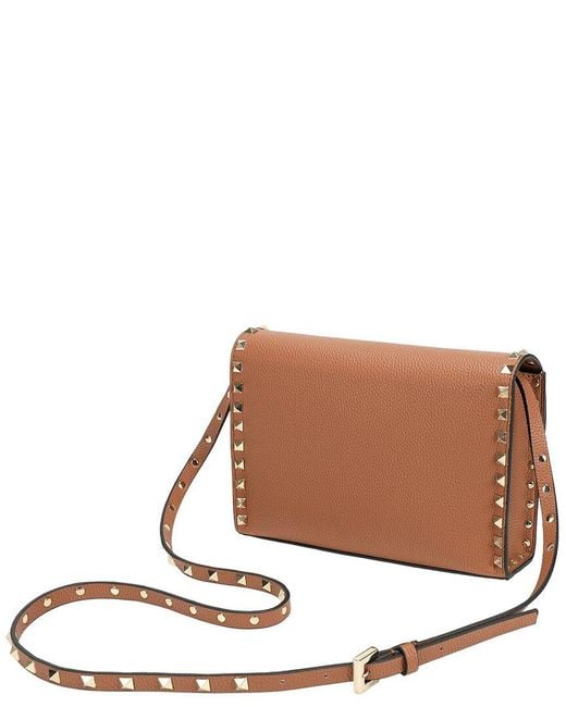 Tiffany & Fred Paris Brown Studded Leather Crossbody Flap Bag