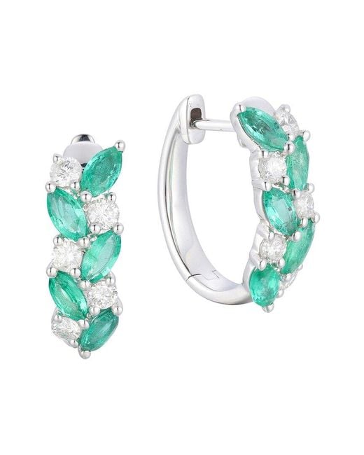 Gregg Ruth Blue 14K 1.63 Ct. Tw. Diamond & Emerald Huggie Earring